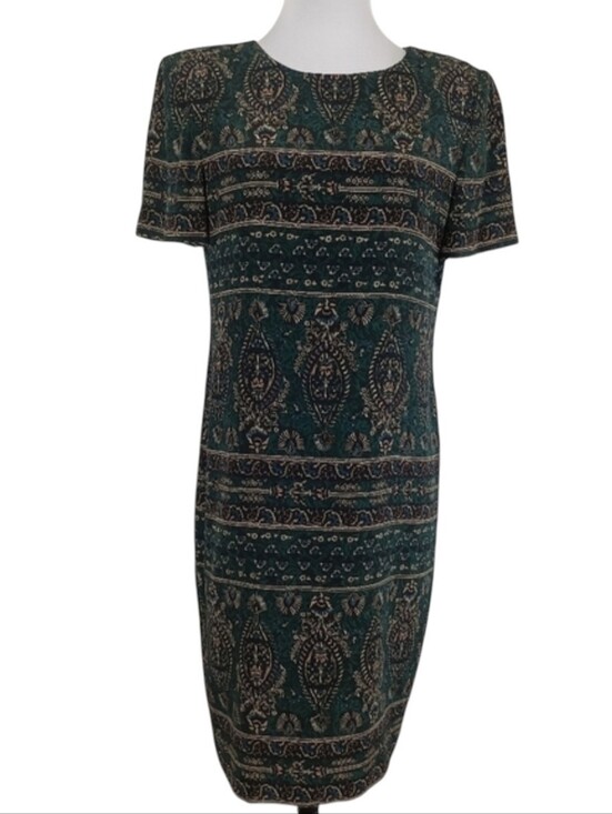 Vintage Dresses & Skirts - Vintage 90s Liz Claiborne Women's Hunter Green Silk Midi Dress size 4 Classic